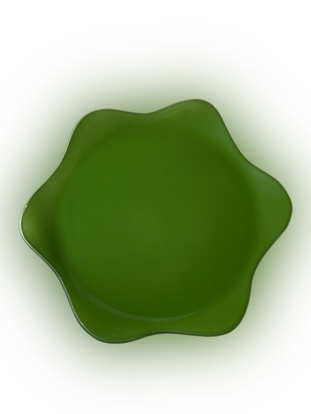 Vintage Green Glass Scalloped Edge Plate Handcrafted by Annieglass